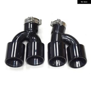 BMW デュアルアウト排気先端カーボンマフラー 先端 H 形状テールパイプ 525I 528I 530I G30 G31 2018 + 5シリーズ 排気先端ノズル - black