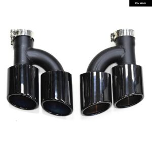アウディ 2ピース 304 ステンレスリア排気先端 A4 A5 A6 A7 S4 S5 S6 S7 マフラー 先端 58MM インレットノズル - Black D