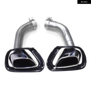 BMW 1ペア 排気先端 X5 E70 V8 ルック 20077-2010 マフラー 304 ステンレスマフラー 先端排気テールパイプノズル - Silver　Exhaust　cover