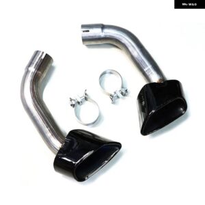 BMW 1ペア 排気先端 X5 E70 V8 ルック 20077-2010 マフラー 304 ステンレスマフラー 先端排気テールパイプノズル - Black　Exhaust