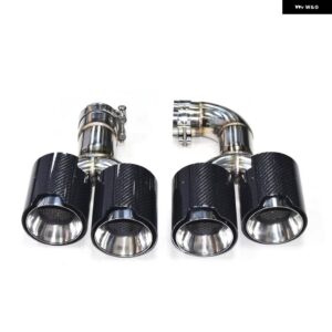 BMW 1ペア クワッド排気先端 X4 30I G02 2018-2021 X4M スタイルバンパー マフラー 先端排気 システム ノズルマフラー - Carbon　Fiber　B