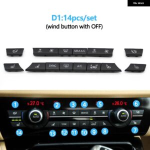 BMW 11/12/14個 ダッシュボード エアコン AC ボタン ヒータースイッチ カバー 5 6 7シリーズ X5 X6 F10 F18 F06 F12 F01 F02 F15 F16 - D1 14pcs set