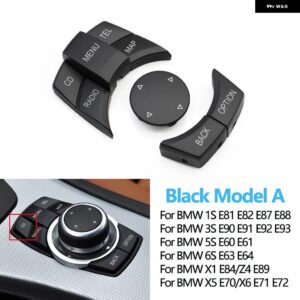 BMW 中央コンソール CIC IDRIVE マルチメディア コントロールボタン カバー 1 3 5 X1 X5 X6シリーズ E87 E90 E91 E92 E60 E84 E70 E71 E72 - Black Model A