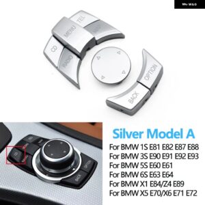BMW 中央コンソール CIC IDRIVE マルチメディア コントロールボタン カバー 1 3 5 X1 X5 X6シリーズ E87 E90 E91 E92 E60 E84 E70 E71 E72 - Silver Model A