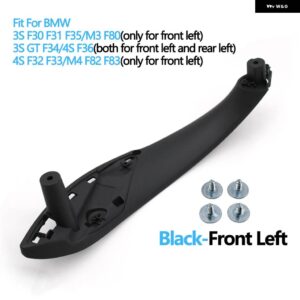BMW ドアハンドル 内側プルトリムカバー 3 4シリーズ M3 M4 F30 F31 F32 F33 F34 F35 F36 F80 F82 F83 316D 318D 320D 325D - Black Front Left