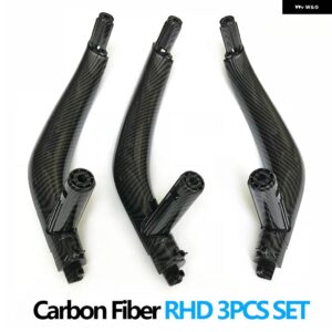 BMW 3個 セット LHD RHD インテリア ドアプル ハンドルトリムカバー X5 X6 F15 F16 2014-2018 - RHD Carbon Set