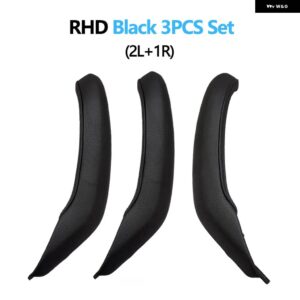 BMW LHD RHD 車内助手席 ドアプル ハンドル革アウターカバー トリム交換 X3 X4 F25 F26 2010-2016 - RHD　Black　Set