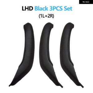 BMW LHD RHD 車内助手席 ドアプル ハンドル革アウターカバー トリム交換 X3 X4 F25 F26 2010-2016 - LHD　Black　Set