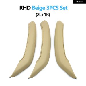 BMW LHD RHD 車内助手席 ドアプル ハンドル革アウターカバー トリム交換 X3 X4 F25 F26 2010-2016 - RHD　Beige　Set
