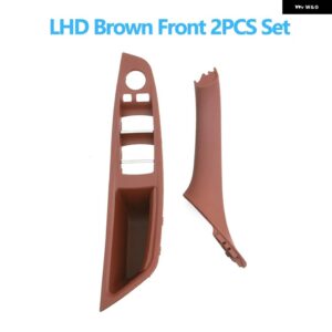 BMW 左手ドライバー インテリア ドア窓スイッチ パネルプルハンドルセット F10 F11 F18 520 523 525 528 530 - Brown 2pcs set