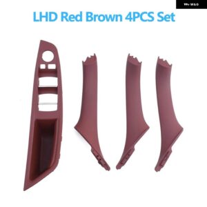 BMW 左手ドライバー インテリア ドア窓スイッチ パネルプルハンドルセット F10 F11 F18 520 523 525 528 530 - Red Brown 4pcs set