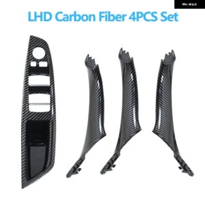BMW 左手ドライバー インテリア ドア窓スイッチ パネルプルハンドルセット F10 F11 F18 520 523 525 528 530 - Carbon 4pcs set