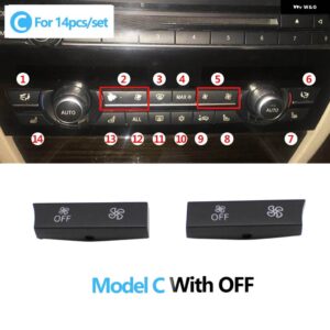 BMW フロントコンソール AC ヒーター気候換気ボタン カバー 5 GT 6 7 X5 X6シリーズ F10 F11 F01 F02 F06 F12 F15 F16 - Model C With OFF