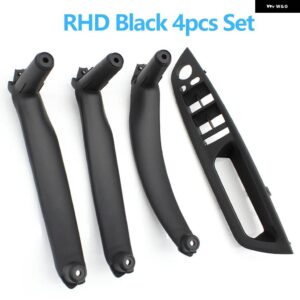BMW 4個 セット LHD RHD インテリア ドア アームレスト プルハンドルカバー トリム交換 X5 X6 E70 E71 E72 2007-2014 - RHD Black Set