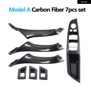 BMW RHD 右手ドライバー インテリア ドア窓スイッチ パネルプルハンドル 7個 セット F10 F11 F18 520 523 525 528 530 - Model A Carbon Fiber