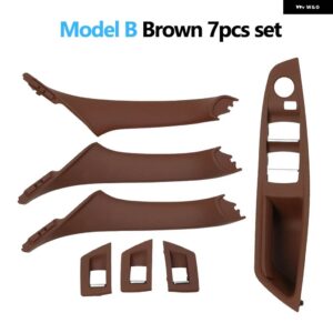 BMW RHD 右手ドライバー インテリア ドア窓スイッチ パネルプルハンドル 7個 セット F10 F11 F18 520 523 525 528 530 - Model B Brown