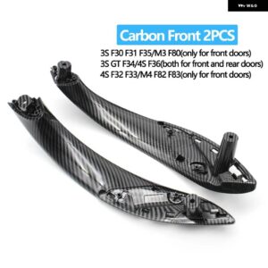 BMW 車ドア内側プルハンドルパネルトリム 3 4シリーズ M3 M4 F30 F31 F32 F33 F34 F35 F36 F80 F82 F83 2012-2018 - Front 2PCS Carbon