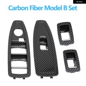 BMW インテリア ドアカーボンウィンドウ リフトスイッチ ボタン パネルトリムカバー 交換 1 3シリーズ F20 F30 F31 F34 F35 - Model B 4pcs set