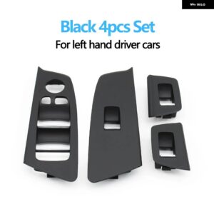 BMW LHD 車内フロントリア ドアウィンドウ リフトスイッチ ボタン パネルトリムカバー 交換 5シリーズ G30 G31 F90 525I 530I 540I - Black　4pcs　Set