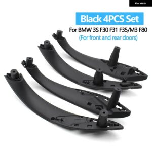 BMW ドアハンドル 内側プルトリムカバー 3 4シリーズ M3 M4 F30 F31 F32 F33 F34 F35 F36 F80 F82 F83 316D 318D 320D 325D - Black　F30　4pcs