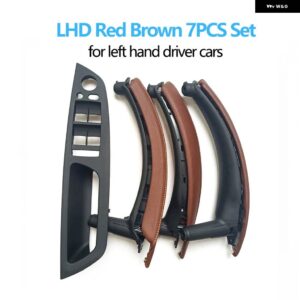 BMW 7個 セット LHD RHD インテリア ドア窓スイッチ パネルプルハンドルとレザーカバー X5 X6 E70 E71 2007-2014 - lhd　set　brown