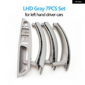 BMW 7個 セット LHD RHD インテリア ドア窓スイッチ パネルプルハンドルとレザーカバー X5 X6 E70 E71 2007-2014 - lhd　set　gray