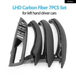 BMW 7個 セット LHD RHD インテリア ドア窓スイッチ パネルプルハンドルとレザーカバー X5 X6 E70 E71 2007-2014 - lhd　set　carbon