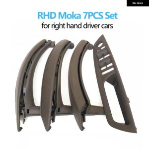 BMW 7個 セット LHD RHD インテリア ドア窓スイッチ パネルプルハンドルとレザーカバー X5 X6 E70 E71 2007-2014 - rhd　set　moka