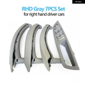 BMW 7個 セット LHD RHD インテリア ドア窓スイッチ パネルプルハンドルとレザーカバー X5 X6 E70 E71 2007-2014 - rhd　set　gray