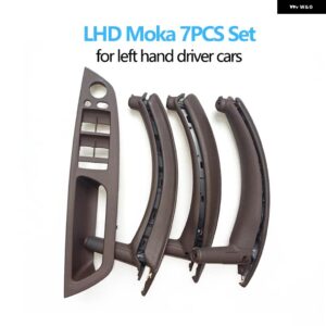 BMW 7個 セット LHD RHD インテリア ドア窓スイッチ パネルプルハンドルとレザーカバー X5 X6 E70 E71 2007-2014 - lhd　set　moka