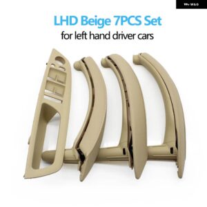BMW 7個 セット LHD RHD インテリア ドア窓スイッチ パネルプルハンドルとレザーカバー X5 X6 E70 E71 2007-2014 - lhd　set　beige