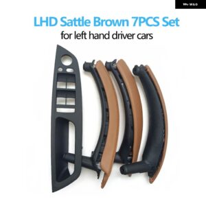 BMW 7個 セット LHD RHD インテリア ドア窓スイッチ パネルプルハンドルとレザーカバー X5 X6 E70 E71 2007-2014 - lhd　set　sattle
