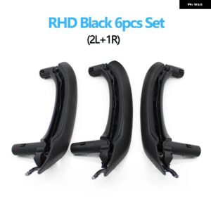 BMW LHD RHD インテリア ドア アームレスト 内側プルハンドルレザーカバー 付きフルセットアセンブリ X3 X4 F25 F26 2010-2016 - RHD　6PCS　Black