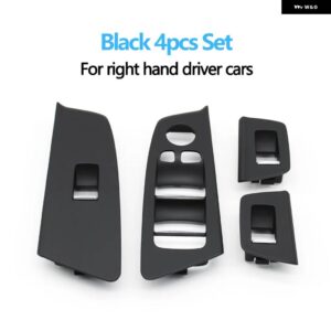 BMW RHD ドア窓昇降スイッチ パネルカバー トリムの交換 5シリーズ G30 G31 F90 525I 530I 540I 2017-20 - Black　4pcs　Set