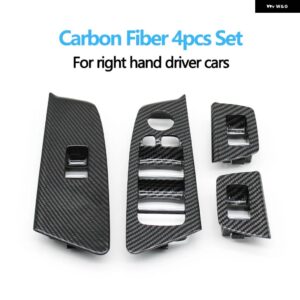 BMW RHD ドア窓昇降スイッチ パネルカバー トリムの交換 5シリーズ G30 G31 F90 525I 530I 540I 2017-20 - Carbon　4pcs　set