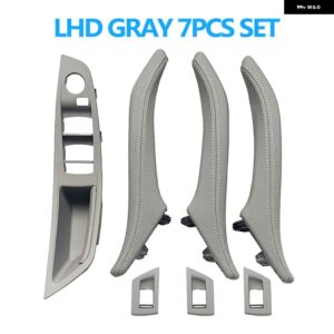 BMW LHD RHD 運転席側 アームレスト 助手席ドアレザープルハンドルセット 5シリーズ F10 520 523 525 528 530 535用 - LHD　Gray　7pcs　set