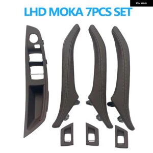 BMW LHD RHD 運転席側 アームレスト 助手席ドアレザープルハンドルセット 5シリーズ F10 520 523 525 528 530 535用 - LHD　Moka　7pcs　set