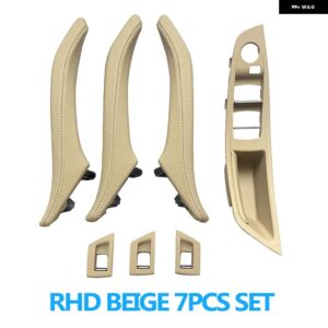 BMW LHD RHD 運転席側 アームレスト 助手席ドアレザープルハンドルセット 5シリーズ F10 520 523 525 528 530 535用 - RHD　Beige　7pcs　set