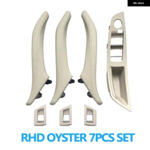 BMW LHD RHD 運転席側 アームレスト 助手席ドアレザープルハンドルセット 5シリーズ F10 520 523 525 528 530 535用 - RHD　Oyster　7pcs　set