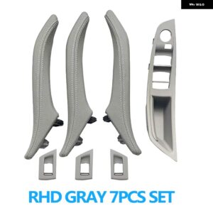 BMW LHD RHD 運転席側 アームレスト 助手席ドアレザープルハンドルセット 5シリーズ F10 520 523 525 528 530 535用 - RHD　Gray　7pcs　set