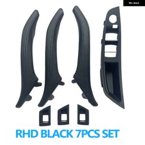 BMW LHD RHD 運転席側 アームレスト 助手席ドアレザープルハンドルセット 5シリーズ F10 520 523 525 528 530 535用 - RHD　Black　7pcs　set