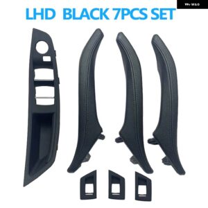 BMW LHD RHD 運転席側 アームレスト 助手席ドアレザープルハンドルセット 5シリーズ F10 520 523 525 528 530 535用 - LHD　Black　7pcs　set