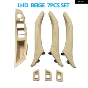 BMW LHD RHD 運転席側 アームレスト 助手席ドアレザープルハンドルセット 5シリーズ F10 520 523 525 528 530 535用 - LHD　Beige　7pcs　set