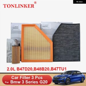 BMW キャビンエアフィルター オイルフィルター 3シリーズ G20 318D 320D 318I 320I 330I/D M340I 2019-22 カー - 3　Pcs　Filter　Set　A