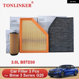 BMW キャビンエアフィルター オイルフィルター 3シリーズ G20 318D 320D 318I 320I 330I/D M340I 2019-22 カー - 3　Pcs　Filter　Set　B