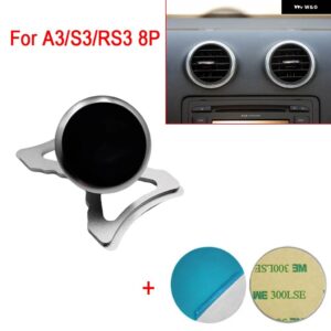 アウディ 自動車電話ホルダー A3 S3 RS3 8P エアベントマウント カースタイリング ブラケット GPS マグネットスタンド回転可能なサポート モバイル - Silver