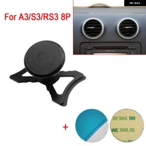アウディ 自動車電話ホルダー A3 S3 RS3 8P エアベントマウント カースタイリング ブラケット GPS マグネットスタンド回転可能なサポート モバイル - black