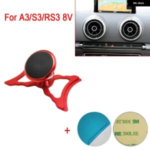 アウディ 自動車電話ホルダー A3 S3 RS3 8V Q2 SQ2 エアベントマウント カースタイリング ブラケット GPS スタンド回転式サポート モバイル - A3 S3 8V Red