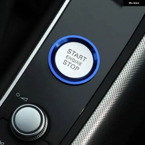 アウディ エンジン スタートストップボタン 装飾 ステッカー A4 A5 A6 A7 Q5 Q7 カースタイリング 点火トリムカバー 装飾 リング - Blue Ring