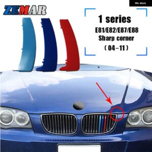 BMW 3個 ABS M/ドイツカラーカーレースグリル ストリップトリムクリップ ステッカー シリーズ 1 E87 E82 E81 E88 自動 2004-2011 - E87 corner M
